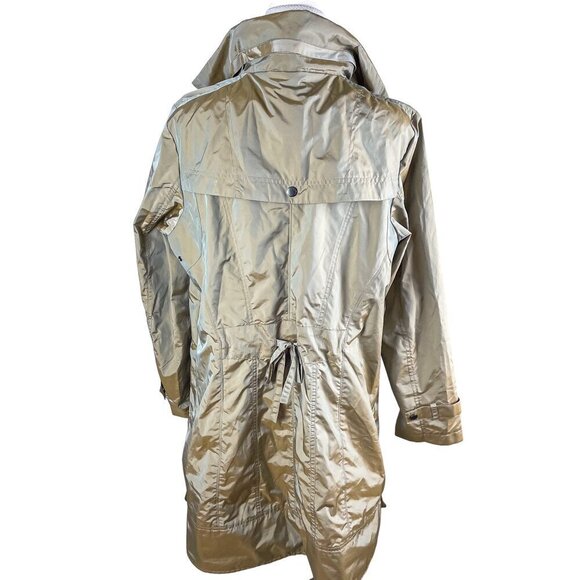 Cole Haan Womens Packable Hidden Hood Iridescent Trench Raincoat Jacket Womens L - Picture 2 of 15